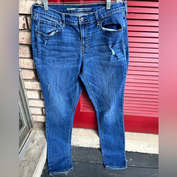 Old Navy Curvy Profile Mid Rise Dark Wash Jeans - Women’s size 12 long - Picture 7 of 9